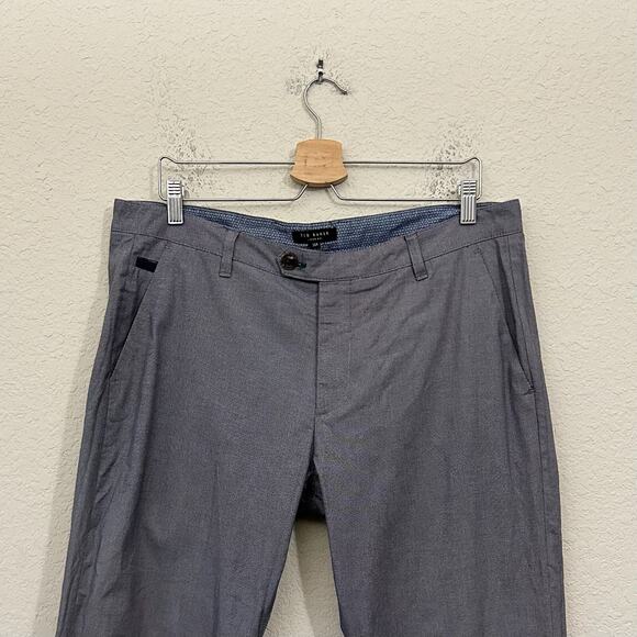 TED BAKER LONDON Pants Gray Straight Leg Cotton Stretch Preppy Office - Picture 3 of 13